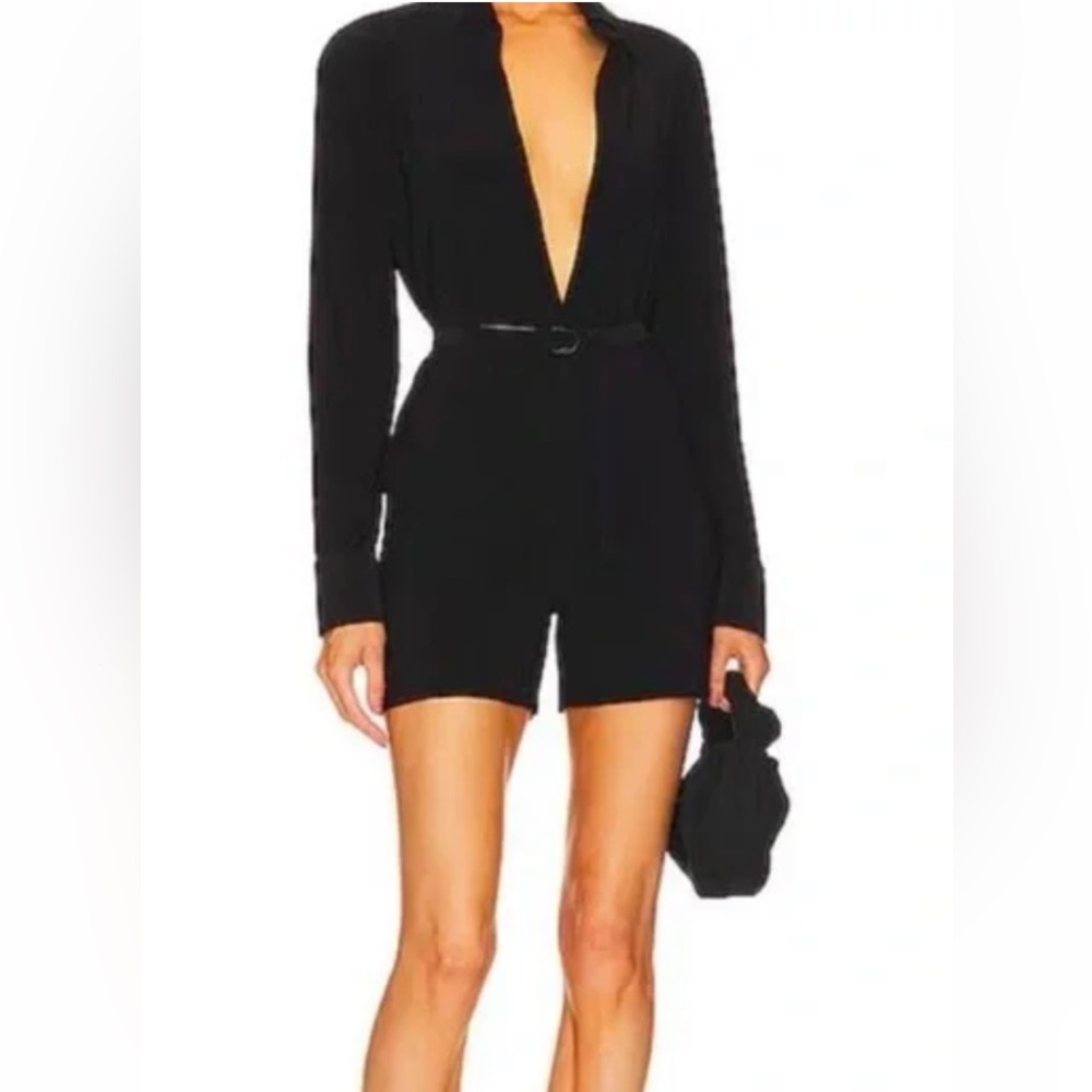 Norma kamali black belted playsuit / romper size XS / 34